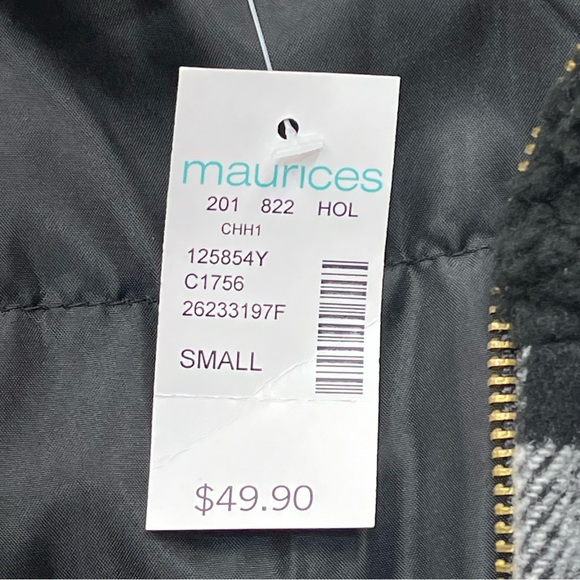 Maurices Black Buffalo Plaid Sherpa Block Vest - Picture 6 of 11